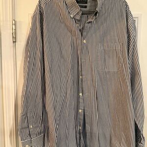 MINE Navy and White Vertical Stripe Button-Down Shirt
